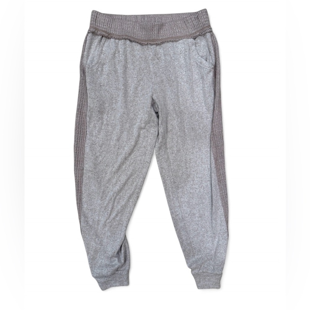 Anthropologie heather tan Jogger Sweatpants with Textured Side Panels